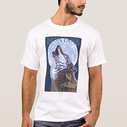 Montana - Big Sky CountryHowling Wolf T-shirt (Voorkant)