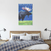 Montana — Big Sky CountryMoose in Moonlight Canvas Afdruk (Insitu (Slaapkamer))