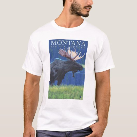 Montana — Big Sky CountryMoose in Moonlight T-shirt (Voorkant)