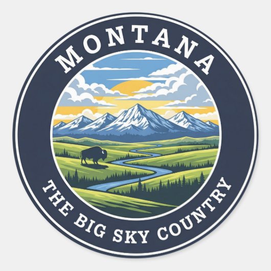 Montana Big Sky Land Ronde Sticker (Voorkant)