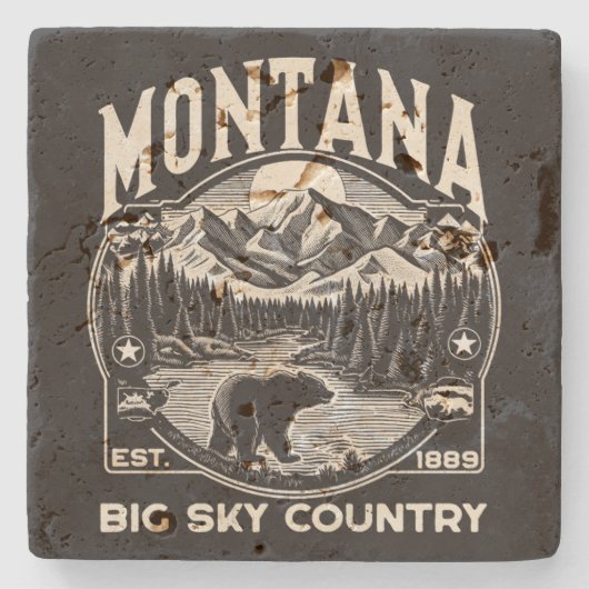 Montana Big Sky Land Stenen Onderzetter (Voorkant)