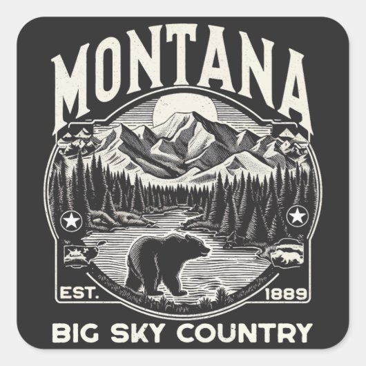  Montana Big Sky Land Vierkante Sticker (Voorkant)