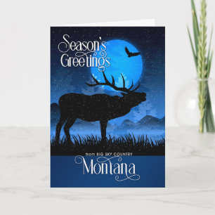 Montana Big Sky Season's Greetings Moose Feestdagen Kaart