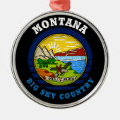 MONTANA BIG SKY STATE FLAG METALEN ORNAMENT (Voorkant)