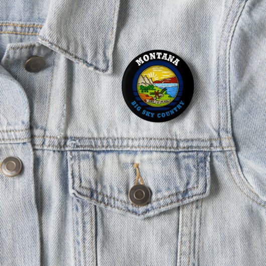 MONTANA BIG SKY STATE FLAG RONDE BUTTON 5,7 CM (In situ)