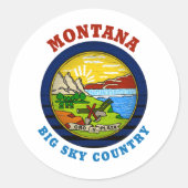 MONTANA BIG SKY STATE FLAG RONDE STICKER (Voorkant)