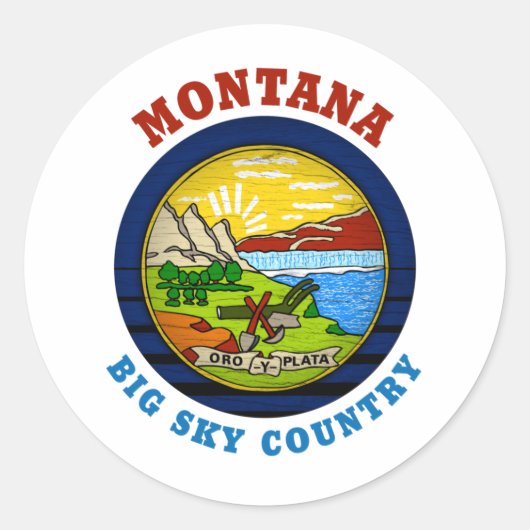 MONTANA BIG SKY STATE FLAG RONDE STICKER (Voorkant)