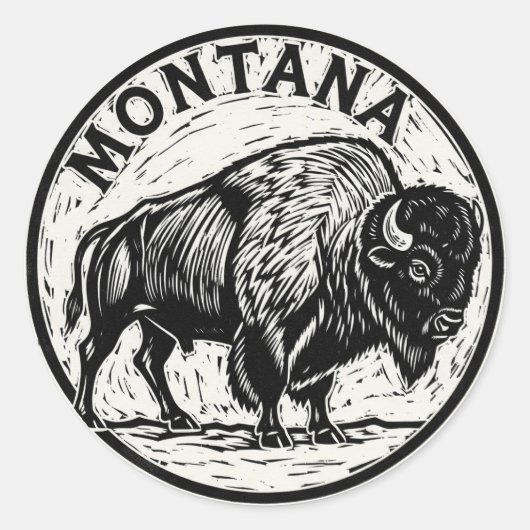 Montana Bison Ronde Sticker (Voorkant)