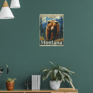 Montana Brown Beer Grizzly Poster