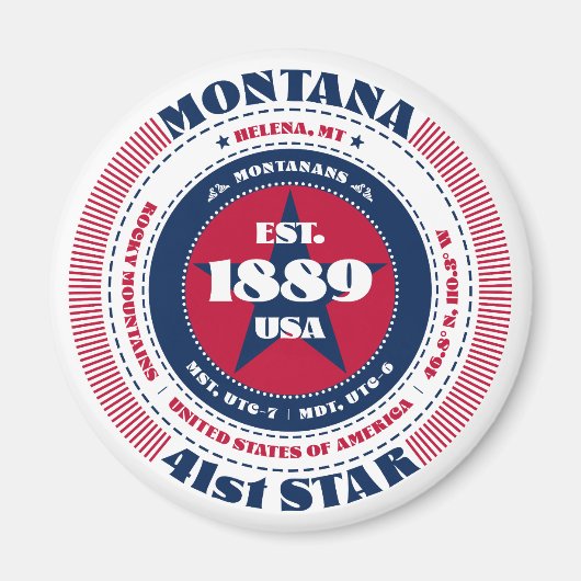 Montana Circle Typografie Souvenir Magnet (Voorkant)