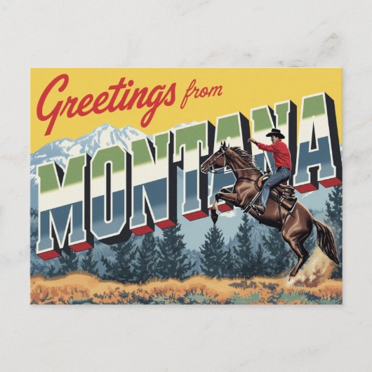 Montana Cowboy Horse Briefkaart (Voorkant)