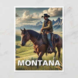 Montana Cowboy op een paard Briefkaart