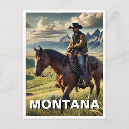 Montana Cowboy op een paard Briefkaart (Voorkant)
