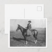 Montana Cowgirl  1900 Zwart-wit Foto Briefkaart (Voorkant / Achterkant)
