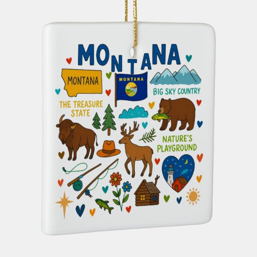 Montana Custom Family Trip Christmas Keramisch Ornament (Rechts)
