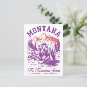 Montana, de schatrijke staat. 1889 Beer Briefkaart (Staand voorkant)