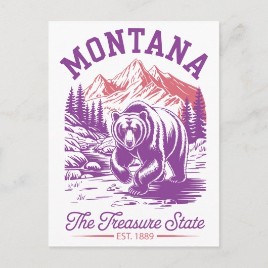 Montana, de schatrijke staat. 1889 Beer Briefkaart (Voorkant)