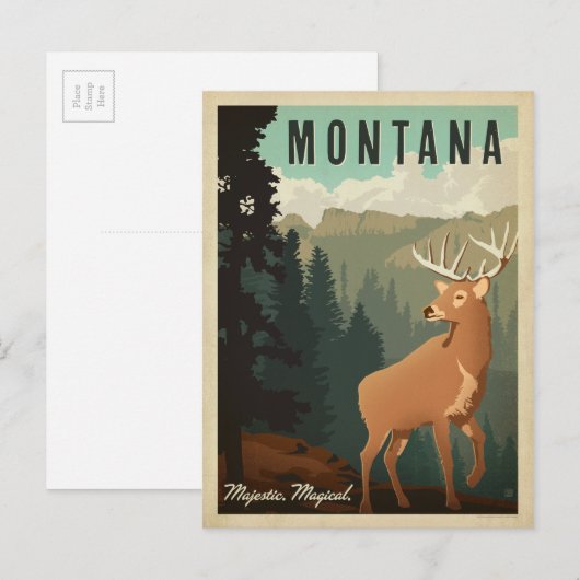 Montana Deer | Meerjarig, Magisch Briefkaart (Voorkant / Achterkant)