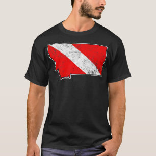 Montana Dive Flag Scuba Duiken State Kaart Duiken  T-shirt