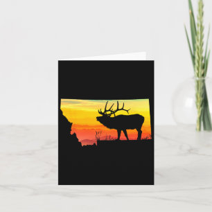 Montana Elk Hunter Papa  Retro Sun Bow Hunti Kaart