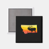 Montana Elk Hunter Papa  Retro Sun Bow Hunti Magneet (Voorkant / Achterkant)