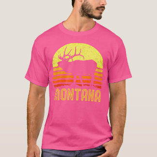 Montana Elk Hunter Papa  Retro Sun Bow Hunti T-shirt