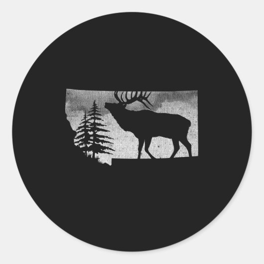 Montana Elk Hunter Ronde Sticker (Voorkant)