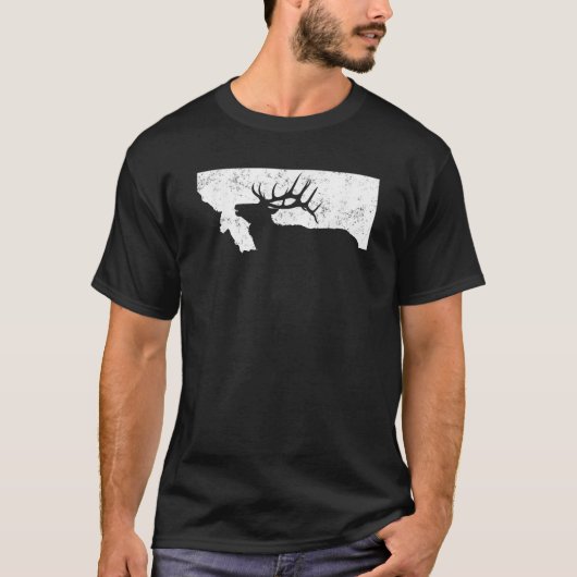 Montana Elk Hunting Bull Elk MT staatsvorm T-shirt (Voorkant)