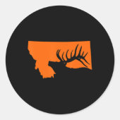 Montana Elk Hunting Ronde Sticker (Voorkant)