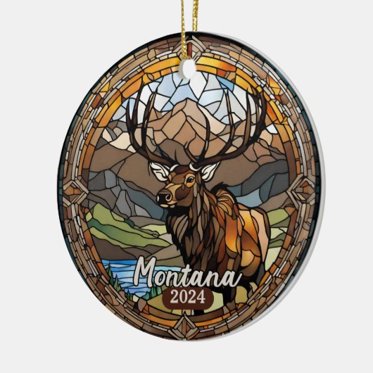 Montana Elk Mountain Keramisch Ornament (Links)