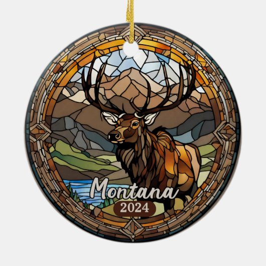 Montana Elk Mountain Keramisch Ornament (Achterkant)