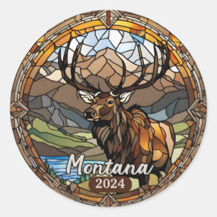 Montana Elk Mountain Ronde Sticker