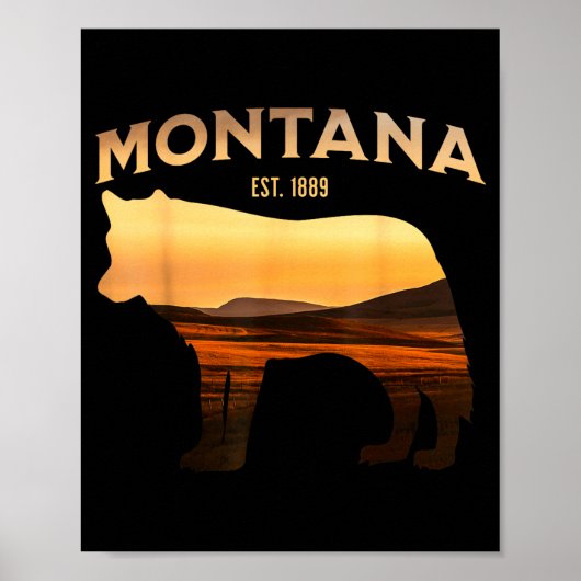 Montana Est 1889 Wolf Scenic Wilderness View Poster (Voorkant)