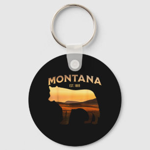 Montana Est 1889 Wolf Scenic Wilderness View Sleutelhanger