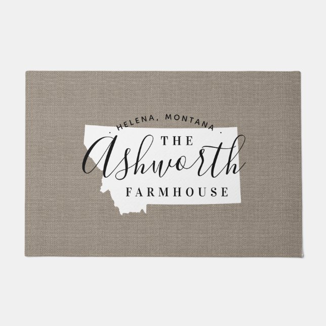 Montana Family Monogram State Doormat Deurmat (Voorkant)