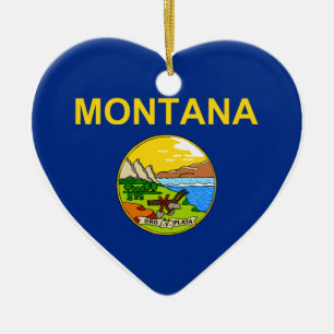 Montana Flag Heart Keramisch Ornament