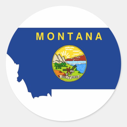Montana Flag Map Ronde Sticker (Voorkant)