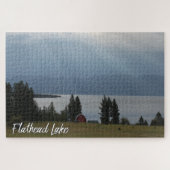 Montana Flathead Lake Shore Red Barn Trees Legpuzzel (Horizontaal)
