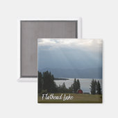 Montana Flathead Lake Shore Red Barn Trees Magneet (Voorkant / Achterkant)