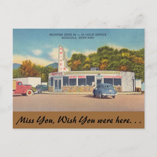 Montana, Frontier Drive-In, Missoula Briefkaart (Voorkant)