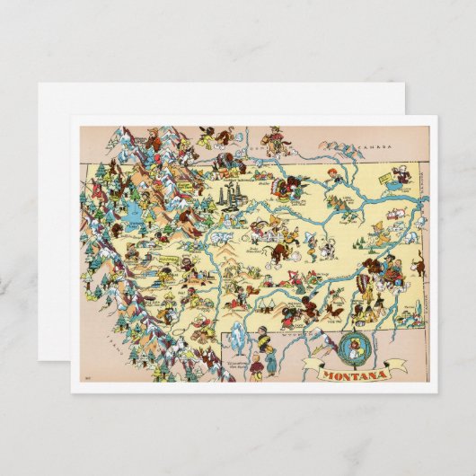Montana Funny Map Briefkaart (Voorkant / Achterkant)