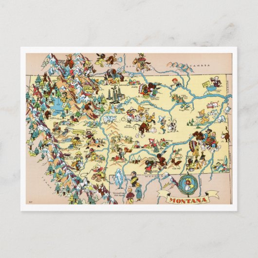 Montana Funny Map Briefkaart (Voorkant)