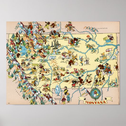 Montana Funny Map Poster (Voorkant)