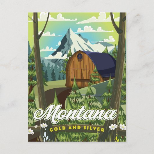 Montana "Goud en Zilver" reisposter Feestdagenkaart (Voorkant)