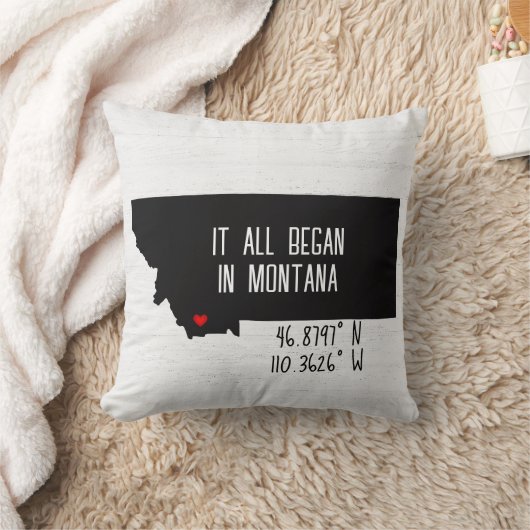 Montana GPS-coördinaten met Hart Kussen (Deken)
