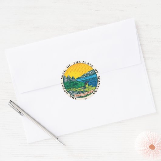 Montana Great Seal Ronde Sticker (Envelop)