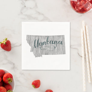 Montana Grijze Vintage Typografie Tekst Servet