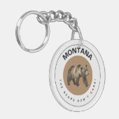 Montana Grizzly Beer Acryl Sleutelhanger (Voorkant Links)