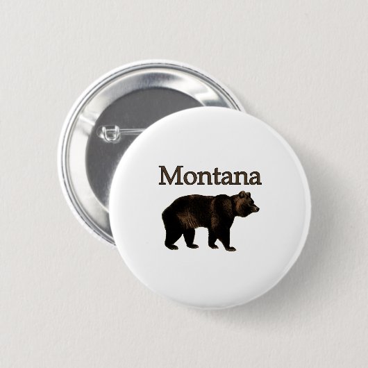 Montana Grizzly Beer Ronde Button 5,7 Cm (Voorkant /achterkant)