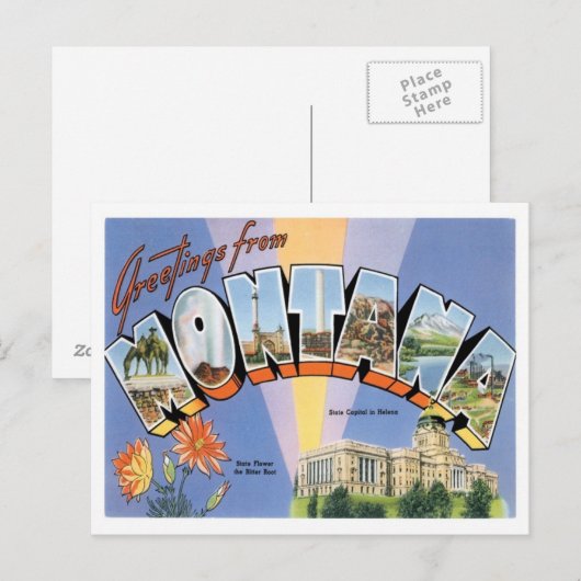 Montana-groetings uit de Verenigde Staten Briefkaart (Voorkant / Achterkant)